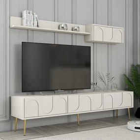 Stewehome Σαλόνι 3 τεμαχίων Κρέμα / Χρυσό 105x60x33.6 cm