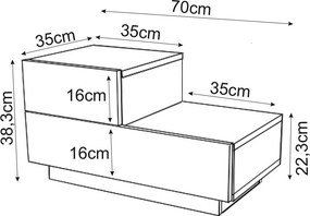 Κομοδίνο Αντίκα Καρυδί FETAZA 70x38.3x35
