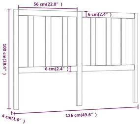 Κεφαλάρι Κρεβατιού Μελί 126 x 4 x 100 εκ. από Μασίφ Ξύλο Πεύκου - Καφέ