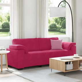 vidaXL Τριθέσιος Καναπές Κόκκινος Βελούδος 220x77x82 εκ.
