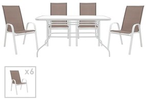 Dining set 7pcs Valor-Calan metal white-textilene brown