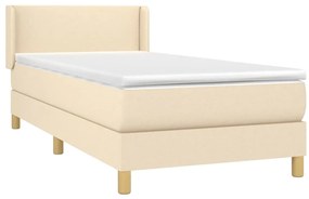 vidaXL Κρεβάτι Boxspring με Στρώμα Κρεμ 100 x 200 εκ. Υφασμάτινο