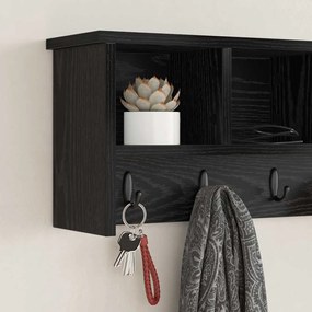 vidaXL Τοίχου Κρεμάστρα Μαύρη δρυς 75 x 16 x 26 εκ Επεξεργασμένο ξύλο