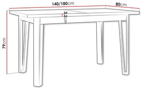 Τραπέζι Victorville 354, Grandson δρυς, Μαύρο, 79x80x140cm, 40 kg, Επιμήκυνση, Πλαστικοποιημένη μοριοσανίδα, Μέταλλο | Epipla1.gr