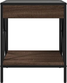 vidaXL Κομοδίνο Άπειρο Φως LED Καφέ Δρυς 40x40x49 εκ.