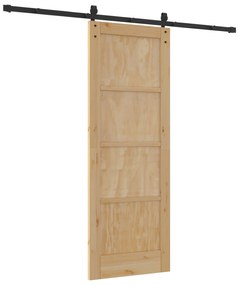 vidaXL Συρόμενη Πόρτα  με Σετ Εξαρτημάτων 73.5x198.5 εκ. Συμπαγές Ξύλο Πεύκου