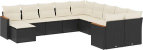 vidaXL Patio Sofa Set 11-θέσια Black and Cream