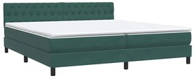 vidaXL Κρεβάτι Boxspring με Στρώμα Σκούρο Πράσινο 200x210εκ. Βελούδινο