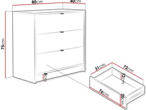 Συρταριέρα Tireno 3SZ-Mpez