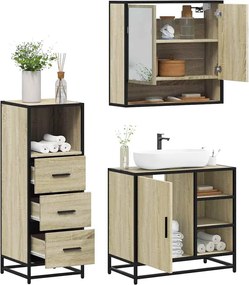 vidaXL Σετ Επίπλων Μπάνιου 3 Τεμαχίων Sonoma Δρυς Επεξεργασμένο Ξύλο