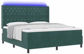 vidaXL Κρεβάτι Box Spring LED με Στρώμα Σκούρο Πράσινο 180 x 200 cm