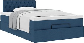vidaXL Οθωμανικό κρεβάτι με στρώμα μπλε 120x190 cm ύφασμα