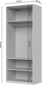 Ντουλάπα Phantom δίφυλλη - 92.00Χ36.00Χ224.00cm