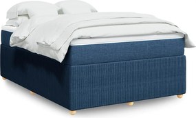 vidaXL Κρεβάτι Boxspring με Στρώμα Μπλε 140x190 εκ. Υφασμάτινο
