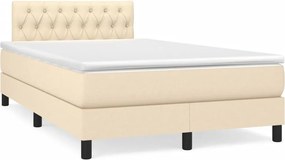 vidaXL Κρεβάτι Boxspring με Στρώμα Κρεμ 120x200 εκ. Υφασμάτινο