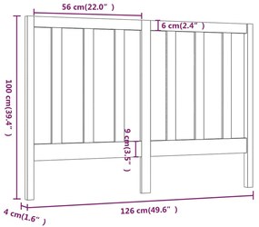 vidaXL Κεφαλάρι Κρεβατιού 126 x 4 x 100 εκ. από Μασίφ Ξύλο Πεύκου