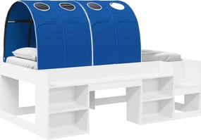vidaXL Κρεβάτι με Τόνελ 3 τεμ. Λευκό και Μπλε Επεξεργασμένο Ξύλο