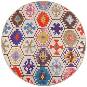 vidaXL Χαλί Πλενόμενο Αντιολισθητικό Πολύχρωμο Ø 120 εκ.