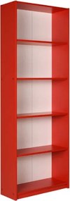 Βιβλιοθήκη Max Megapap χρώμα κόκκινο 58x23x170εκ.