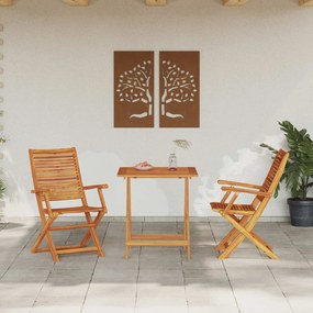 vidaXL Φορητό Σετ Μπιζερί 3 pcs Καφέ Στερεό Ξύλο Ακακίας