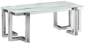 Τραπεζάκι Καφέ DKD Home Decor Λευκό Ασημί Κρυστάλλινο Χάλυβας 120 x 60 x 45 cm