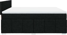vidaXL Κρεβάτι Boxspring με Στρώμα Μαύρο 200x200 εκ. Υφασμάτινο