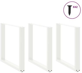 vidaXL Πόδια Τραπεζαρίας σε Σχήμα U 3 τεμ. Λευκά 80x(72-73) εκ. Ατσάλι