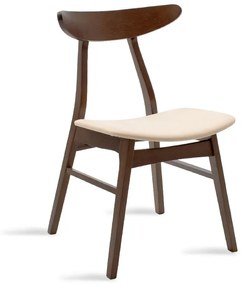 Καρέκλα Orlean pakoworld μπεζ ύφασμα-rubberwood καρυδί πόδι 097-000007
