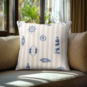 Beauty Home Μαξιλαροθήκη ΝΑΥΤΙΚΑ ΣΧΕΔΙΑ ΜΕ ΡΙΓΕ ΦΟΝΤΟ