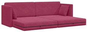vidaXL Καναπές-κρεβάτι 2 σε 1 Κρασί κόκκινο 213x144x60 cm Βελούδο