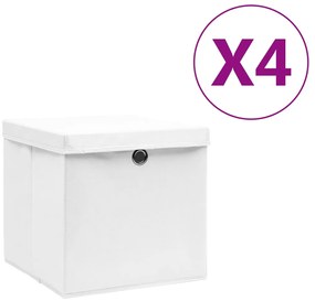 vidaXL Κουτιά Αποθήκευσης με Καπάκια 4 τεμ. Λευκά 28 x 28 x 28 εκ.