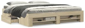 vidaXL Πλαίσιο Κρεβατιού Χωρ. Στρώμα Sonoma Δρυς 200x200 εκ. Επ. Ξύλο