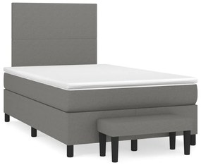 vidaXL Κρεβάτι Boxspring με Στρώμα Σκούρο Γκρι 120x190 εκ Υφασμάτινο