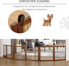 Dog Barrier Folding Pine Wood 432 x 36 x 70 cm Καφές
