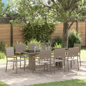 vidaXL 9 Τεμαχίων Σετ Κήπου με Γκρι Πολυ Rattan