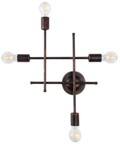 PIPING 00662 Vintage Επιτοίχιο Φωτιστικό Πολύφωτο 4 x E27 IP20 Χάλκινο Μέταλλο-Μ40 x Π9 x Υ52cm Globostar-662-Χάλκινο 00662