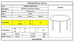 Τραπέζι Φ106 NIRVANA Καρυδί/Άσπρο