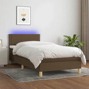 ΚΡΕΒΑΤΙ BOXSPRING ΜΕ ΣΤΡΩΜΑ &amp; LED ΣΚ.ΚΑΦΕ 80X200 ΕΚ. ΥΦΑΣΜΑΤΙΝΟ 3133592