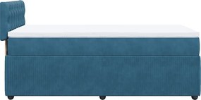 vidaXL Κρεβάτι Boxspring με Στρώμα Μπλε 100x200 εκ. Βελούδινο