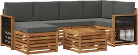 vidaXL Σαλονάκι Γωνιακού Καναπέ με μαξιλάρι 6 pcs Φυσικό και Ανθρακί