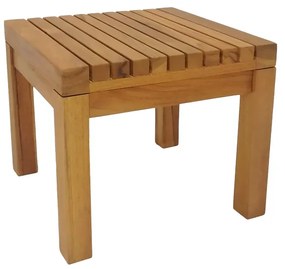 Τραπεζάκι ξαπλώστρας Poly pakoworld teak ξύλο σε φυσική απόχρωση 35x35x30εκ