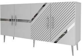 Μπουφές Fuga 475OLV1779 150x35x75cm White-Silver Particle Board, Melamine