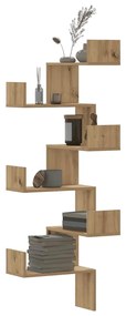vidaXL Γωνιακή Ραφιέρα Τοίχου Αρτισιανή Δρυς 45x45x147 Επεξ. Ξύλο