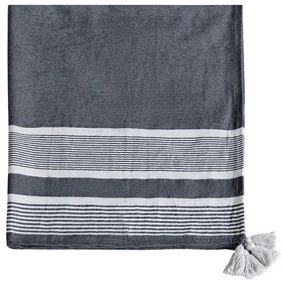 Artekko Artekko Blanket Ριχτάρι με Λευκές Φούντες 80% Βαμβάκι Γκρι Σκούρο Λευκό (152.4x127x0.6)cm T83651