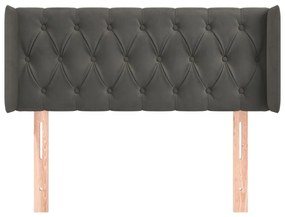 Κεφαλάρι με Πτερύγια Σκούρο Γκρι 93x16x78/88 εκ. Βελούδινο - Γκρι