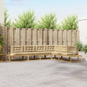 vidaXL 6 pcs Σειρά Καναπέ Εξωτερικού Πολυεστέρας Λευκό και Μπεζ