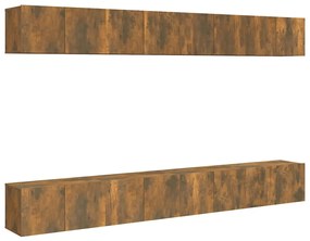 vidaXL Έπιπλα Τηλεόρασης 8 τεμ. Καπνιστή Δρυς 60x30x30εκ. Επεξεργ.Ξύλο