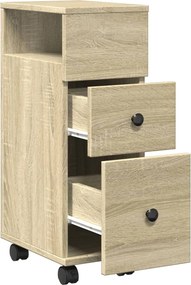 vidaXL Ντουλάπι Μπάνιου Στενό με Ροδάκια Sonoma Δρυς Επεξ. Ξύλο