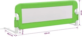 vidaXL Μπάρα Κρεβατιού Προστατευτική Πράσινη 120x42 εκ. από Πολυεστέρα