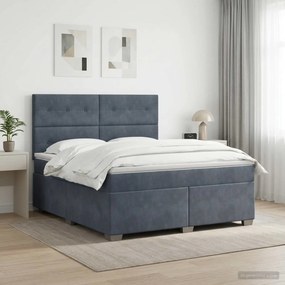 vidaXL Κρεβάτι box spring με στρώμα Σκούρο Γκρι 140 x 200 cm Βελούδο